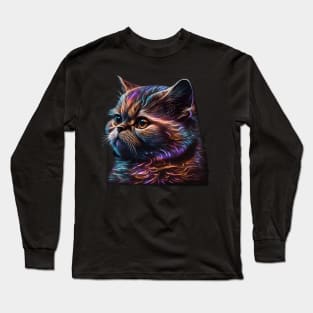 Neon Exotic Shorthair Cat Long Sleeve T-Shirt